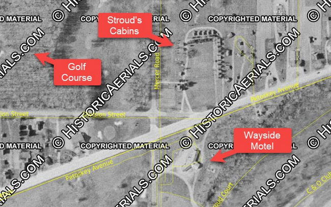 Strouds Cabins and Wayside Motel - 1956 Aerial (newer photo)